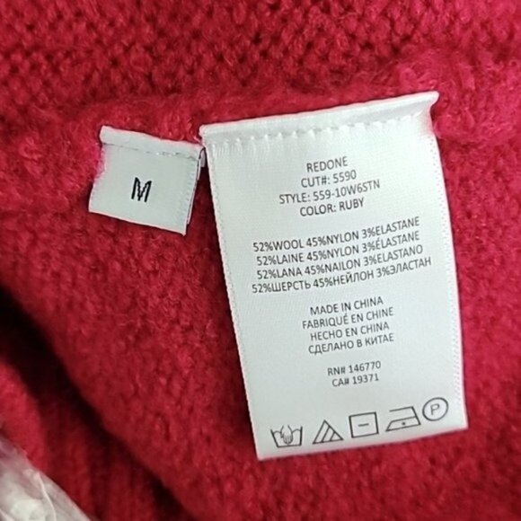 NWT RE/DONE 60s Wool Turtleneck Sweater Ruby Red Medium - Picture 5 of 5